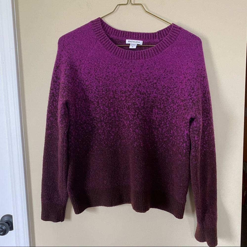 Athleta Hawthorn Stretchy Textured Crew Purple Gradient Sweater